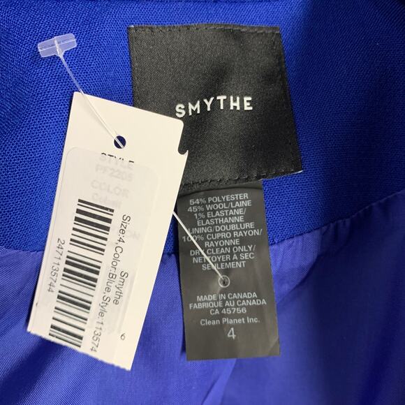 SMYTHE Size 4 Cobalt Blue Polyester Bows Single Snap Coat - Picture 5 of 6